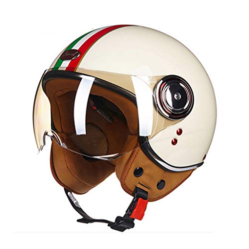 Cruiser Travel Retro Helm Motorrad Halbhelm mit Sonnenblende Herren Damen Vintage Leicht Vespa Helm DOT/ECE Zugelassen Vier Jahreszeiten Scooter Chopper Moped 3/4 Open Face Helm von DCLINA