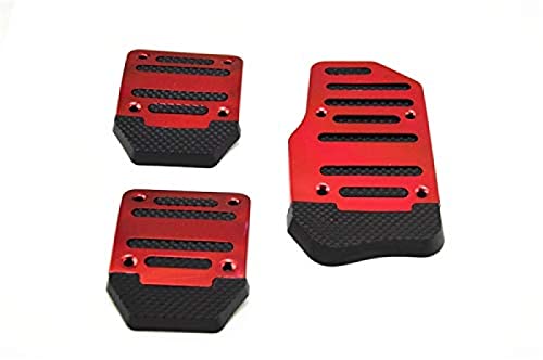 Auto-Pedale 3-teiliges Universal-Aluminium-Schaltgetriebe Rutschfestes Auto-Pedalabdeckungs-Set (Farbe : Rot), Rot von DCXXAN