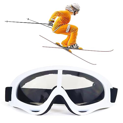 DDKY 1 Artikel ski brille, Skibrille, Ski Snowboard Brille, UV-Schutz Goggle, Motocross Brille Helmkompatible, Anti-Fog Skibrille für Skifahren Motorrad Fahrrad Skaten-Schwarz (1) von DDKY