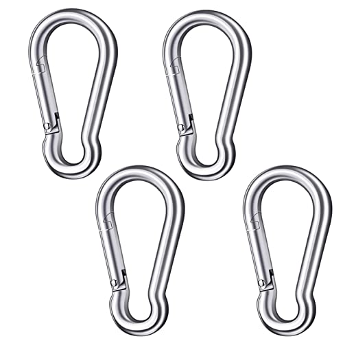 4Pack Karabiner Edelstahl Verriegelung Karabiner Heavy Duty Karabiner Clip Seil Verbinder Schlüsselanhänger Clip Haken Karabinerhaken Drehverschluss, für Outdoor-Wandern, Camping (nicht zum Klettern) von DDSHUN