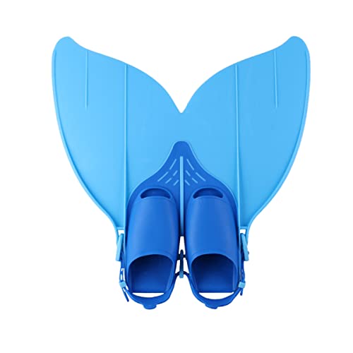 DEBAIJIA Mädchen Flipper Tauchen Meerjungfrauenflosse Jungen Schwimmflossen Meerjungfrau Flossen Training Monofin Kinder Schwimmen（E-(47*49CM)-F108-Blau von DEBAIJIA