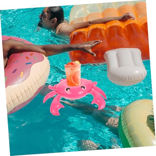 DECOMELODY 2 Stück Aufblasbare Krebs Schwimmende Getränkehalter Pool Cup Holder Schwimmkörper Wiederverwendbar Bunter Pool Getränkekorb für Sommer Strand Badeparty Wiederverwendbar von DECOMELODY