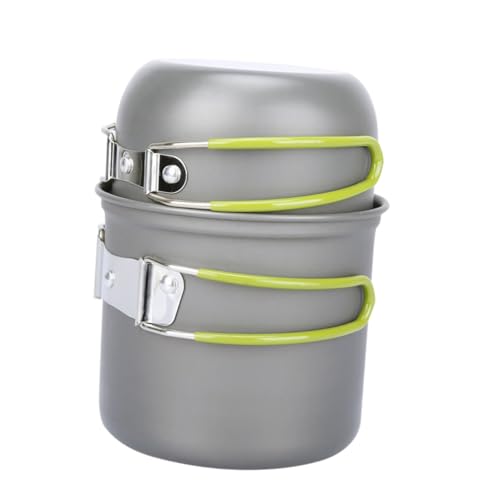 DECOMELODY Camping Kochgeschirr Set mit Tragbarem Holzofen Langlebiger Topf und Grünem Griff Kompakt und Leicht für Outdoor Wandern Picknick und Camping Robust und Einfach zu Bedienen von DECOMELODY