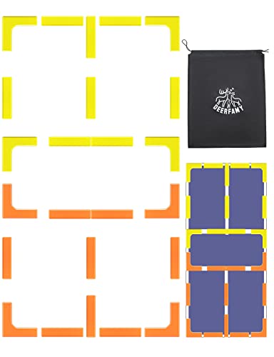 DEERFAMY Pickleball-Marker-Set, vorübergehende Pickleball-Linien, Wurfmarkierungen für den Innen- und Außenbereich, Tennis, Badminton, Orange und Gelb, 24 Stück von DEERFAMY