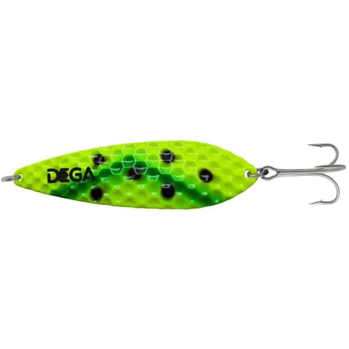 DEGA Lachs-Blinker - Trolling Spoon V 11cm und 22g Meerforellenblinker Mefo-Blinker (Green-Yellow) von DEGA