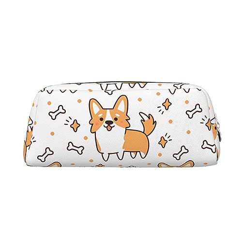 DEHIWI Federmäppchen, niedliches Corgi-Stiftetui, wasserdicht, niedliches Leder, für Reisen, Kosmetik, Make-up-Tasche, Organizer, Stifthalter für Büro Make-up, silber, Einheitsgröße, Taschen-Organizer von DEHIWI