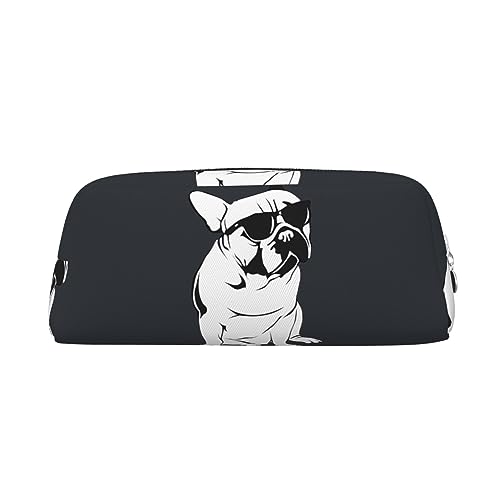 DEHIWI Federmäppchen Französische Bulldogge Stifttasche Wasserdicht Niedlich Leder Bleistift Tasche Reise Kosmetik Make-up Tasche Organizer Stifthalter für Büro Make-up, silber, Einheitsgröße, von DEHIWI