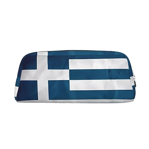 DEHIWI Federmäppchen mit griechischer Flagge, wasserdicht, niedliches Leder, für Reisen, Kosmetik, Make-up-Tasche, Organizer, Stifthalter für Büro, Make-up, silber, Einheitsgröße, Taschen-Organizer von DEHIWI