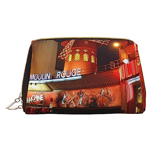 Moulin Rouge Make-up-Tasche, große Kapazität, Reise-Kosmetiktasche, PU-Leder, Make-up-Organizer Tasche für Damen, weiß, Einheitsgröße von DEHIWI