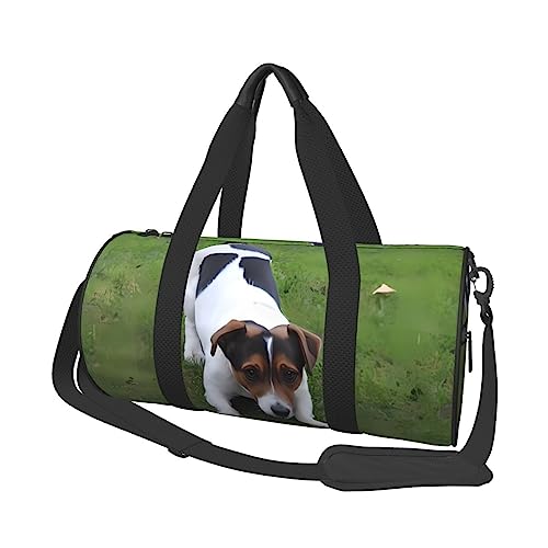 Sporttasche für Hunde, die auf dem Rasen spielen, mit Schuhfach, wasserdichte Sporttasche, tragbare Reisetasche, Wochenendtasche für Männer und Frauen, Schwarz , Einheitsgröße von DEHIWI