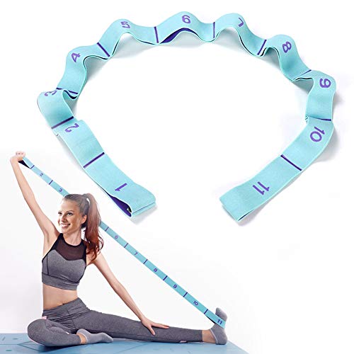 DEHUB Yoga Stretching Band, Gymnastikband mit 11 Schleifen,Yoga Stretch Gurt,Leicht zu Tragender und Hochelastischer Widerstandsbänder,Deal für Yoga, Dehnübungen(Blau) von DEHUB