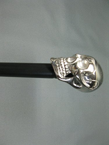 Edelstahl Gehstock Spazierstock Wanderstock 90cm Skull Totenkopf mit Metall Griff Walking Stick von DEKOEMPIRE