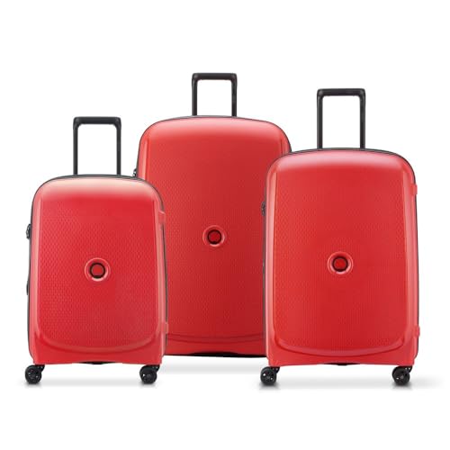 DELSEY PARIS - Belmont - Set bestehend aus 3 Hartschalenkoffern Ultraleichte Gepäckstücke - Kabinengepäck 55cm Mittelgroßer Koffer 71cm - Großer Koffer 83cm - Rot Fane von DELSEY PARIS