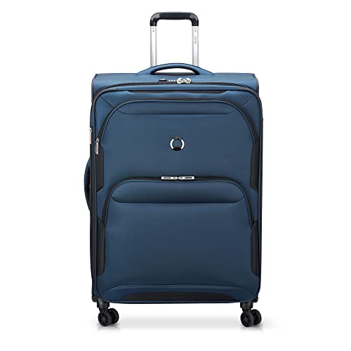 DELSEY PARIS Sky Max 2.0 Softside Erweiterbares Gepäck mit Spinnrollen, Blau, Checked-Large, 28 Inch von DELSEY PARIS