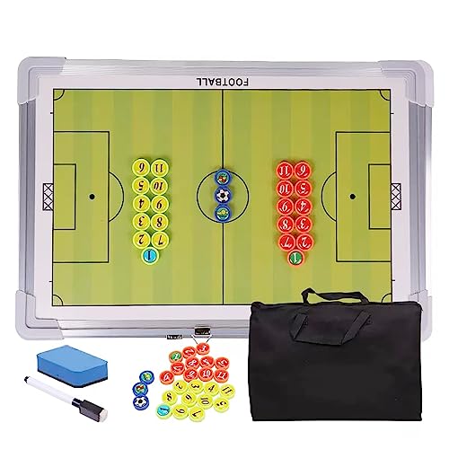 DELURA Fußball Taktiktafel Taktiktafel Fußball aus Aluminium mit Magnetischen Markern, Radiergummi Und Tasche (45x30x1,8CM) (Color : Green) von DELURA