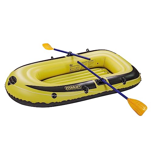 DEMA Schlauchboot Paddelboot Ruderboot Boot mit 2 Paddel + Luftpumpe für 2 Personen BZW. bis 150 kg gelb/grau von DEMA