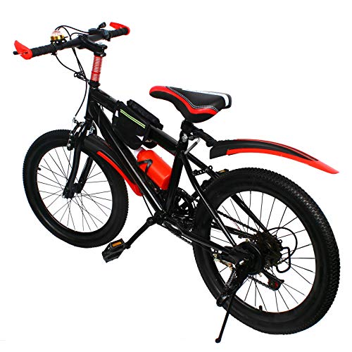 DENEST Kinderfahrrad 20 Zoll Mountainbike Hartstahl Fahrräder 7 Gang Kinderfahrrad Hardtail MTB Mountainbikes für Jungen MäDchen Outdoor-Sportarten (Rot) von DENEST