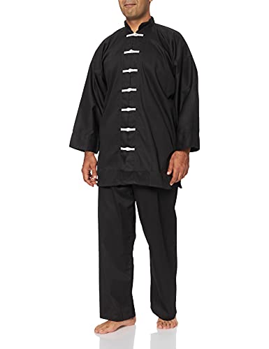 DEPICE Kung Fu Anzug China schwarz Baumwolle, weiße Knöpfe, Größe 150 von DEPICE