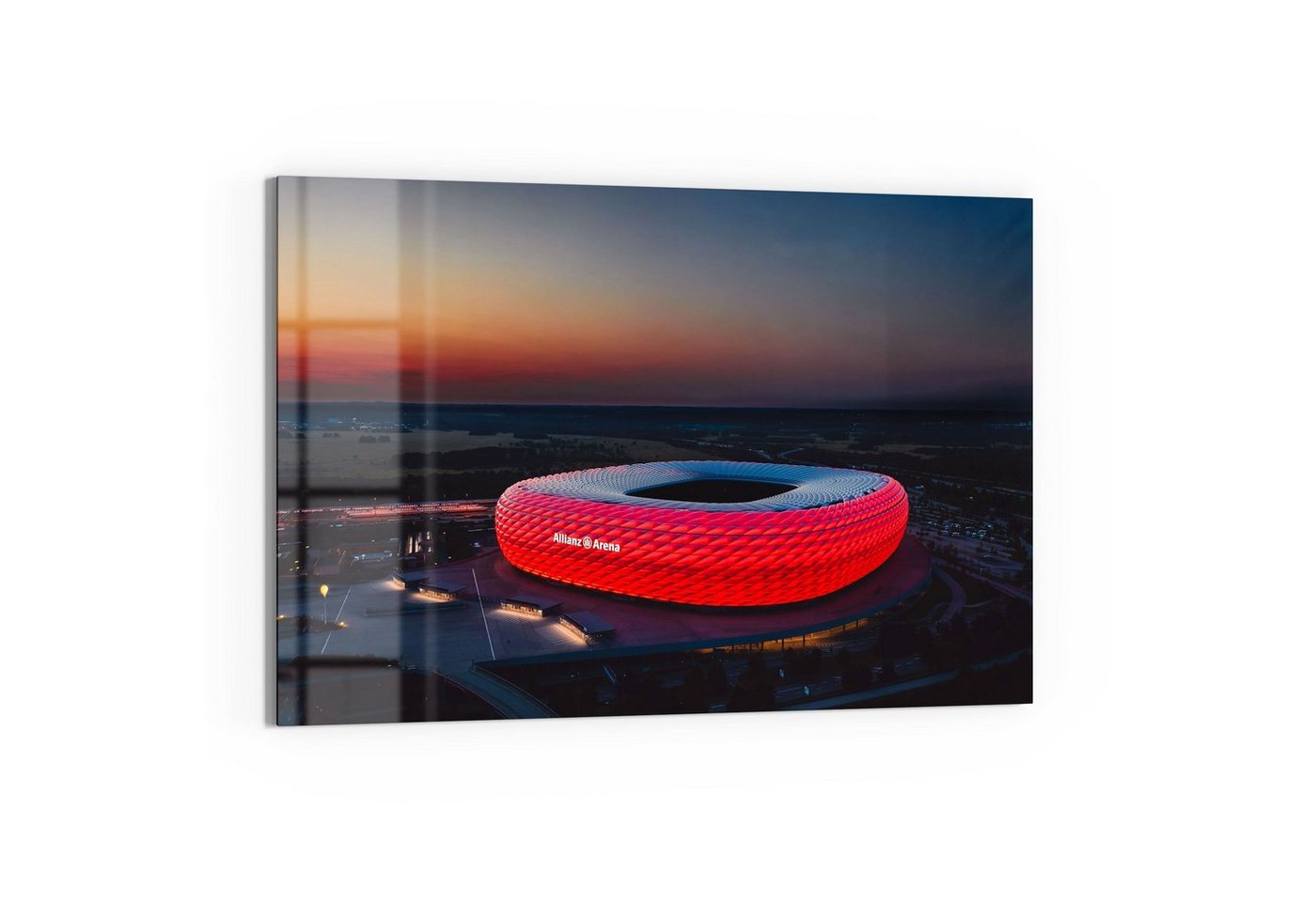 DEQORI Glasbild 'Allianz Arena, München', 'Allianz Arena, München', Glas Wandbild Bild schwebend modern von DEQORI