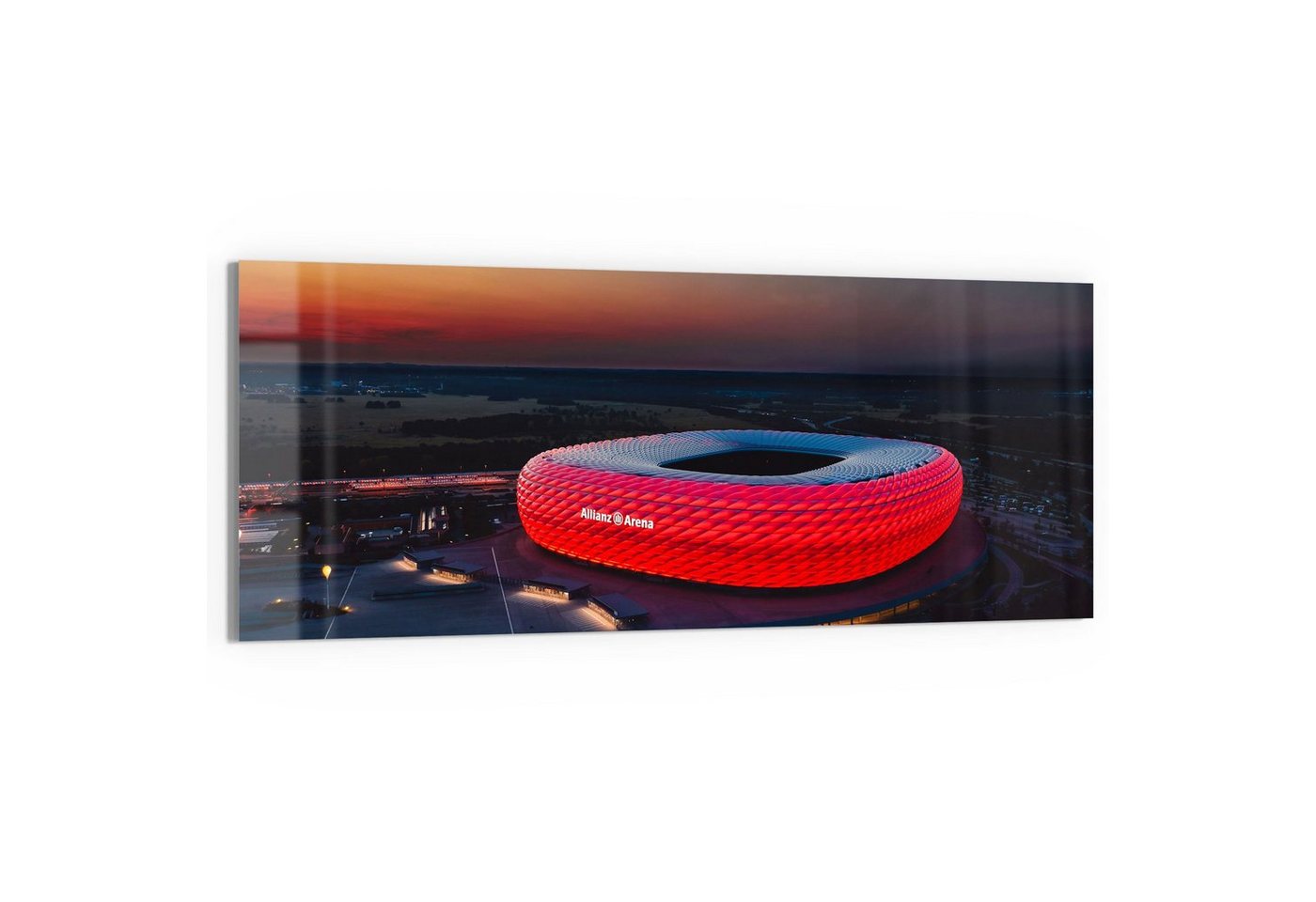 DEQORI Glasbild 'Allianz Arena, München', 'Allianz Arena, München', Glas Wandbild Bild schwebend modern von DEQORI