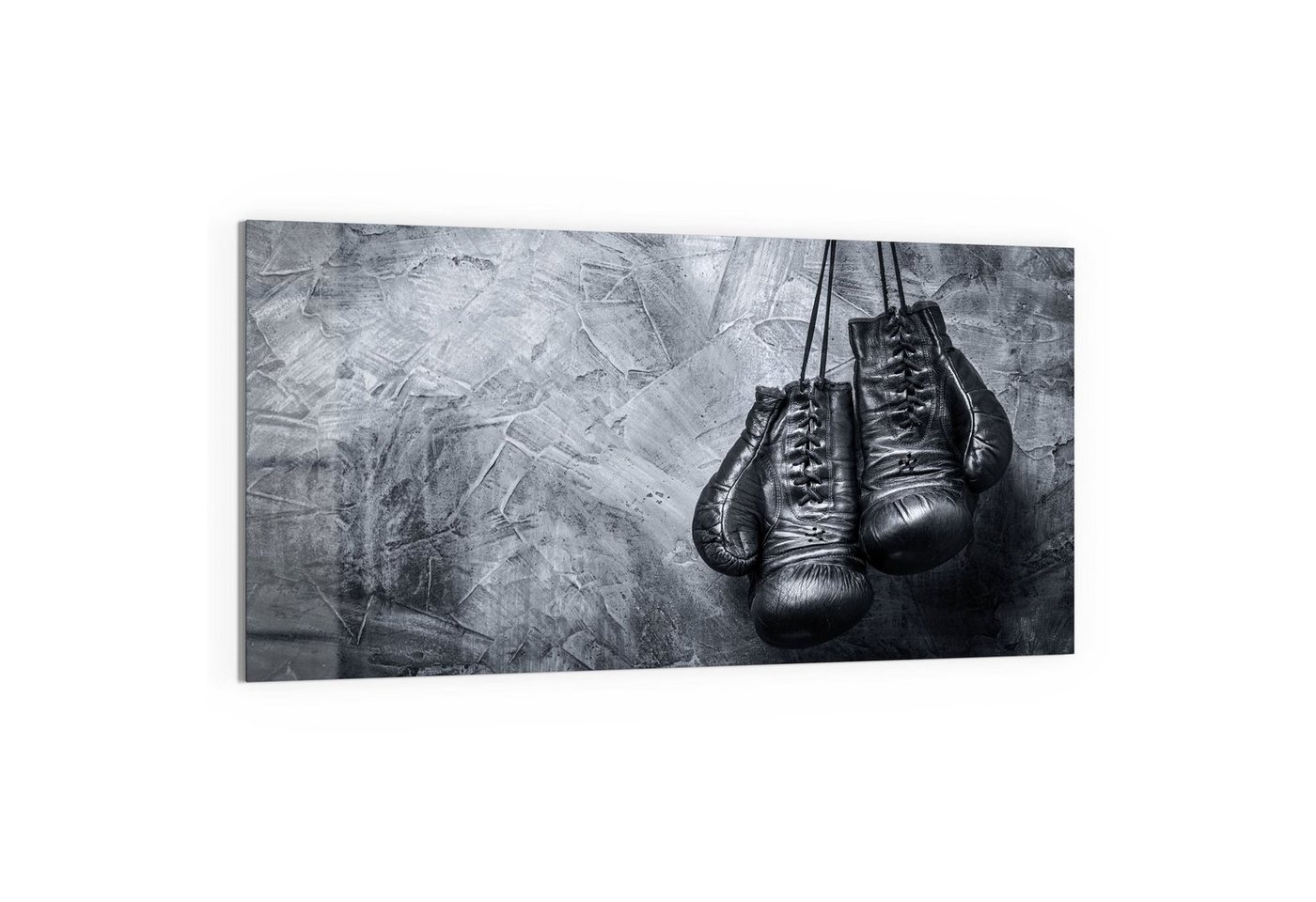 DEQORI Glasbild 'Antike Boxhandschuhe', 'Antike Boxhandschuhe', Glas Wandbild Bild schwebend modern von DEQORI