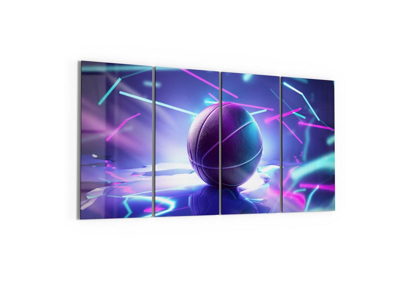 DEQORI Glasbild 'Inszenierter Basketball', 'Inszenierter Basketball', Glas Wandbild Bild schwebend modern von DEQORI