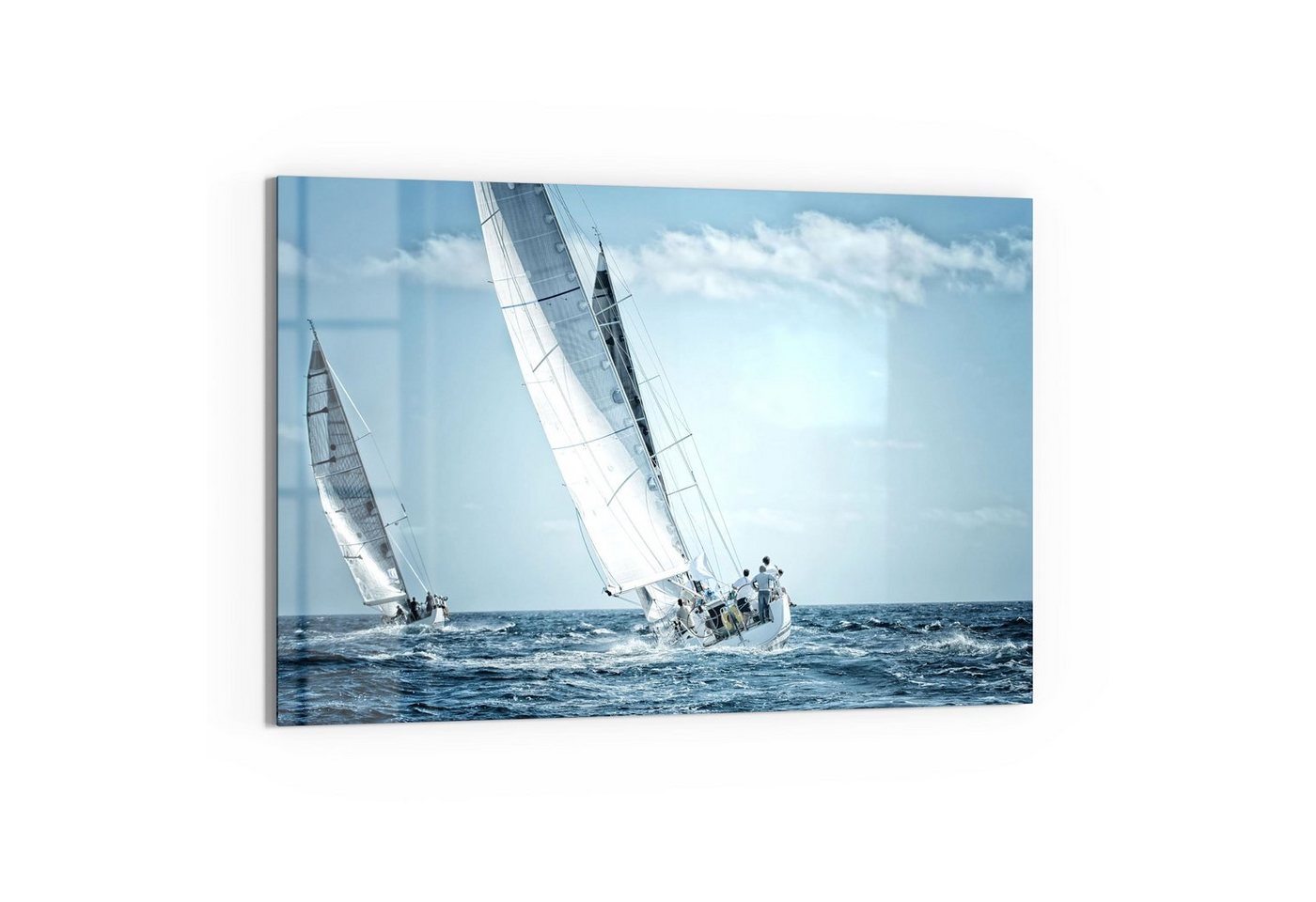 DEQORI Glasbild 'Segelboote auf hoher See', 'Segelboote auf hoher See', Glas Wandbild Bild schwebend modern von DEQORI