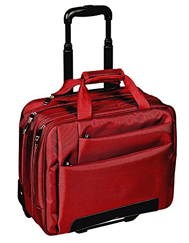DERMATA Office Case aus Nylon Leichtlaufräder Laptop-Tasche Trolley-System schwarz rot, Farbe:Rot von DERMATA Lederwaren