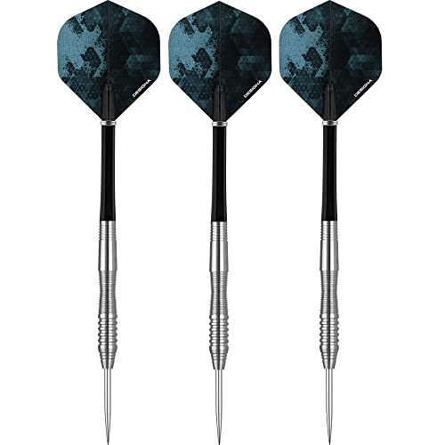 DESIGNA DARTS Mustang V2 Dartpfeile | Jakobsmuschel Stahlspitze Dartset | Silber | 23 g (D3523) von DESIGNA DARTS