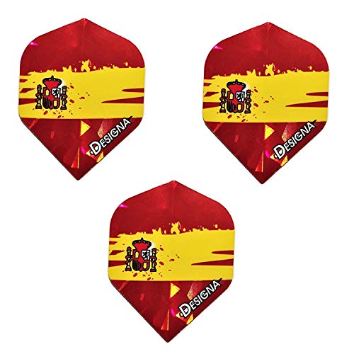 Designa Spain Flag Holografische Patriot Dart Flights, Wappen, Säulen von Hercules, 75 Mikron (1 Set) von DESIGNA