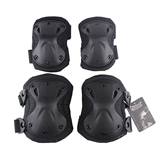 DETECH Airsoft King Kong Getriebe Sicherheit Taktische Kampf Knie & Ellbogenschutz Pads Schutz Set Jagd Paintball Schießen X-typ Knieschoner von DETECH