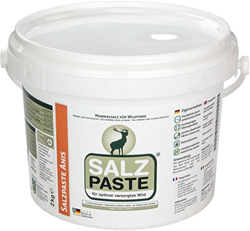 DEUSA Salzpaste Anis - das Original seit 2004 - für optimale Mineralienversorgung des Wildes im Revier, 2 Kilo im Eimer + praktischer Spachtel, hochwertiges Mineralprodukt von EURO HUNT