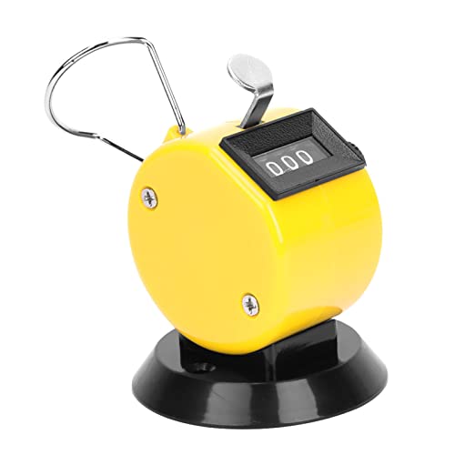 DEWIN Handzähler, Handzähler 4-stelliges ABS-Kunststoffgehäuse Mechanisches Handzählwerkzeug mit Hakenbasis(Gelb) von DEWIN