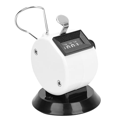 DEWIN Handzähler, Handzähler 4-stelliges ABS-Kunststoffgehäuse Mechanisches Handzählwerkzeug mit Hakenbasis(Weiß) von DEWIN
