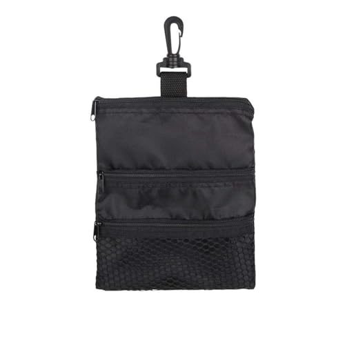 DEWIN Golfball Tasche, Tragbares Golfballzubehör Schwarze Tasche mit Reißverschluss und Mehreren Taschen von DEWIN