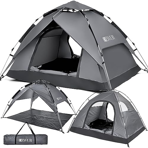 DEWUR Camping Zelt Pop Up Zelt 4 Personen Wasserdicht Kuppelzelt Familie Zelt Strandzelt Pavillonzelt Schattenzelt Sonnen UV-Schutz für Trekking, Camping, Outdoor, Festival von DEWUR