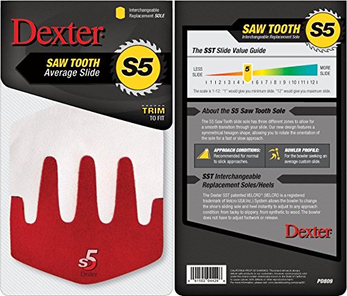 Dexter Unisex-Erwachsene Zubehör S5 Sägezahn-Schiebesohle Bowling, Weiß/Rot, Einheitsgröße von Dexter
