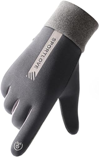 Winterwarme Plus-Samt-Touchscreen-Handschuhe für Damen, wasserdichter Finger-Touchscreen, rutschfest, kältebeständig, Winddichte Winterhandschuhe für Damen (Grau) von DEYROS
