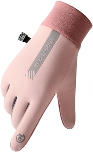 Winterwarme Plus-Samt-Touchscreen-Handschuhe für Damen, wasserdichter Finger-Touchscreen, rutschfest, kältebeständig, Winddichte Winterhandschuhe für Damen (Rosa) von DEYROS