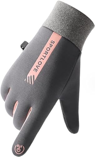 Winterwarme Plus-Samt-Touchscreen-Handschuhe für Damen, wasserdichter Finger-Touchscreen, rutschfest, kältebeständig, winddichte Winterhandschuhe für Damen (Graues-Pulver) von DEYROS