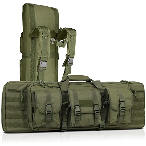 DFANCE Gewehrtasche Gewehrfutteral Langwaffenfutteral Abschliebbar 2 Langwaffen Wasserdicht Waffentasche Multifunktionale ​Gewehr Weichkoffer,Lockable,Lagerung Transport,Army Green,118cm/46.5cm von DFANCE