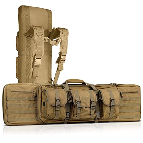 DFANCE Gewehrtasche Gewehrfutteral Langwaffenfutteral Abschliebbar 2 Langwaffen Wasserdicht Waffentasche Multifunktionale ​Gewehr Weichkoffer,Lockable,Lagerung Transport,Desert,118cm/46.5cm von DFANCE