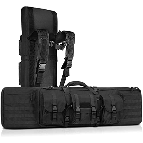 DFANCE Gewehrtasche Gewehrfutteral Langwaffenfutteral Abschliebbar 2 Langwaffen Wasserdicht Waffentasche Multifunktionale ​Gewehr Weichkoffer,Lockable,Lagerung Transport,Schwarz,118cm/46.5cm von DFANCE