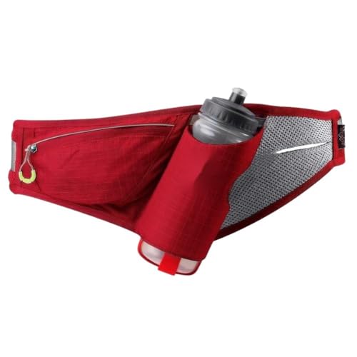 Laufgürtel-Hüfttasche, Hüfttasche for Wandern, Radfahren, Sport, mit verstellbarem Gurt, Leichter Laufrucksack(Color:Red WithBottle) von DFJOENVLDKHFE