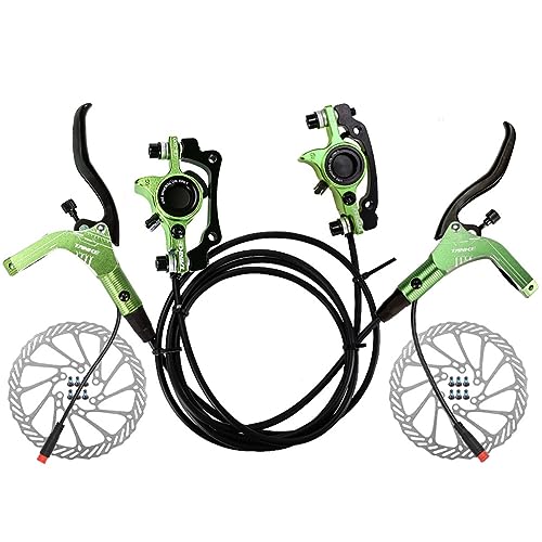 DFNBVDRR E-Bike Hydraulische Scheibenbremse Elektrofahrrad-Bremsensatz Vorne Und Hinten Hydraulische Bremse Aus Aluminiumlegierung Mit 160mm Rotoren Für Scooter (Color : Green) von DFNBVDRR