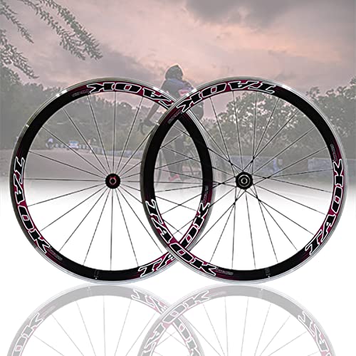 Rennrad-Laufradsatz 700C Felge/V-Bremse Schnellspanner Aluminium-Legierung Rennrad Laufräder 20/24Loch Nabe Passend Für 9/10/11 Geschwindigkeit Kassette(Color:Pink) von DFNBVDRR