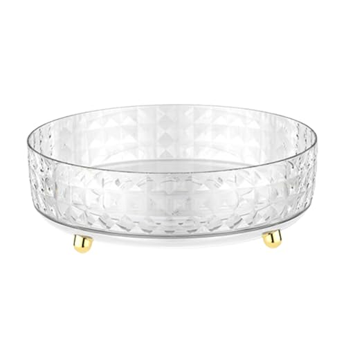 Drehende Make -up -Tablettschale Diamantmuster transparent runde rotbare kosmetische Speicherbox für Schreibtisch und Bücherregal (Große Größe) von DGLDCSHUAI