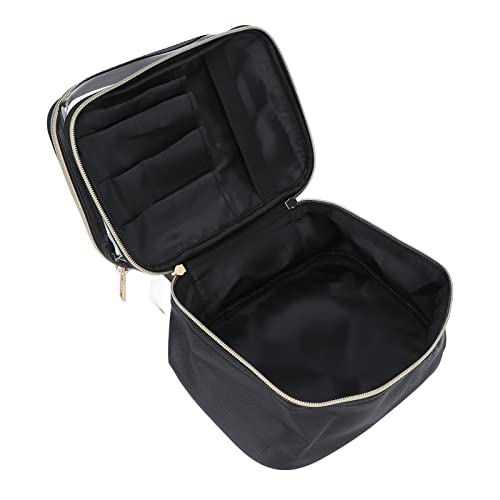 Große Kapazität PVC Doppelschicht Multifunktionales Make -up Kosmetiktaschen Reisen Toilettenkosmetiklager Schwarz Schwarz von DGLDCSHUAI