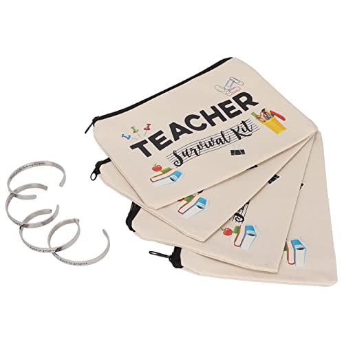 Lehrer Wertschätzung Geschenke 4pcs Lehrer Make -up -Beutelbeutel 4pcs Edelstahlarmband Set von DGLDCSHUAI