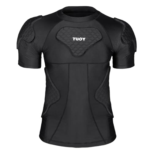 DGYAO Gepolstertes Kompressions-T-Shirt für Herren, Rugby, sicheres Schutzoberteil für Brust, Fußball, Paintball, Baseball, Größe M von DGYAO